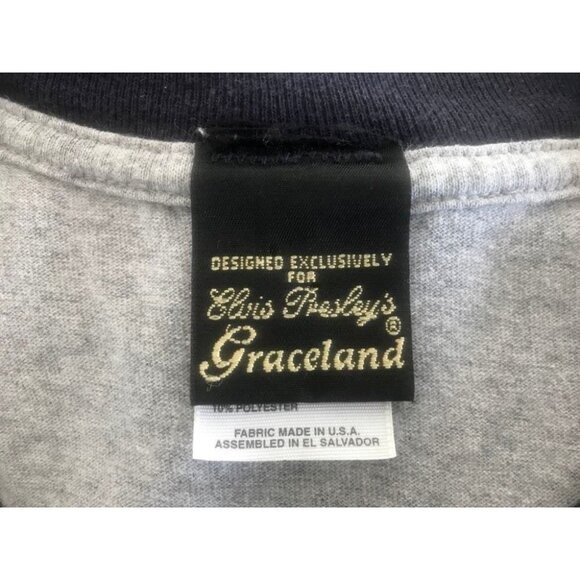 Vintage 1999 ELVIS T-Shirt Mens Size 2XL Gray Navy Designed For Elvis Graceland - Picture 4 of 8